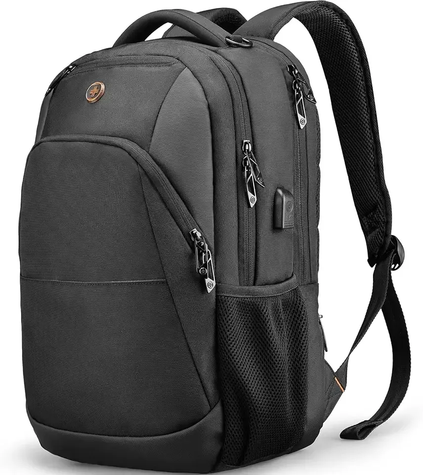 Swissdigital Design Travel Laptop Backpack, Laptops Backpack with USB Charging Port for Men Women Fits 16 Inch Notebook, Black | SD1670-01