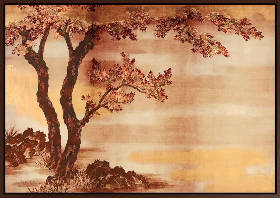 Canvas Japandi Maples 100x150, m/brun svevelist i tre