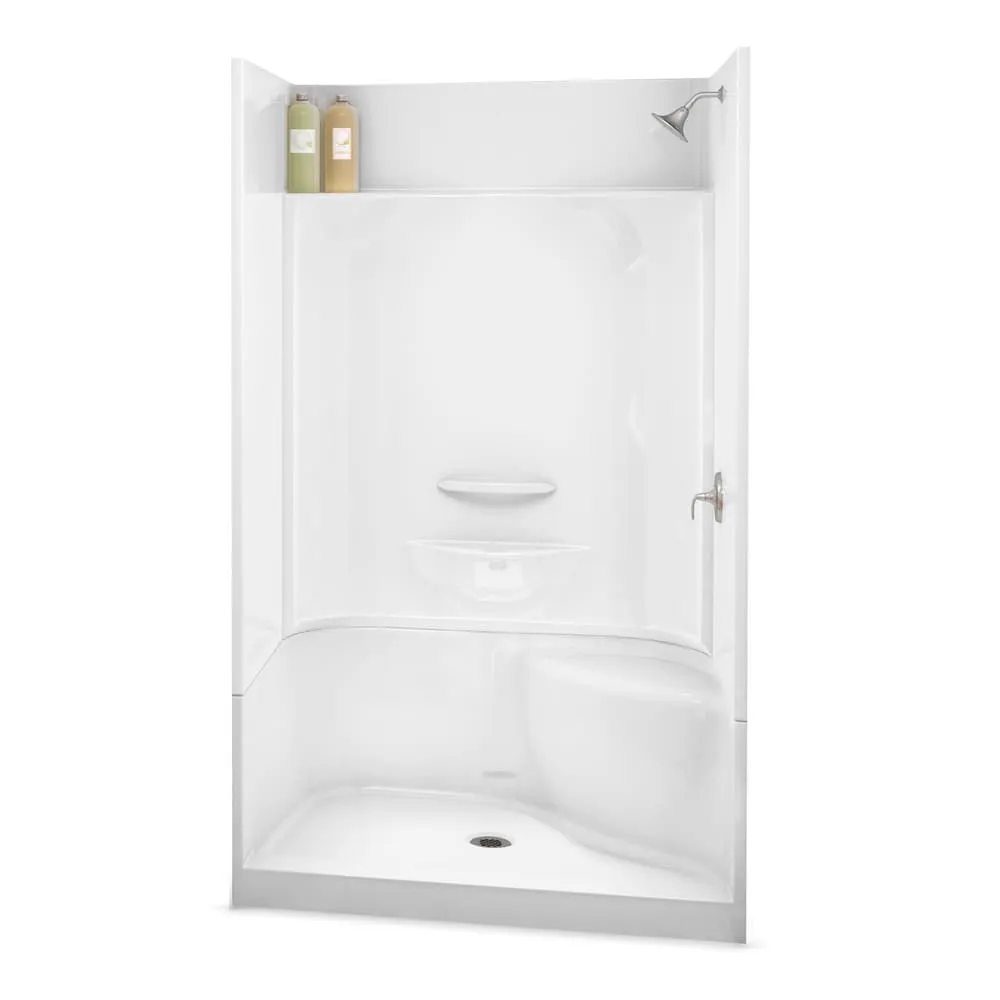 MAAX Essence 48L x 34W x 80H in. 2-in-1 Shower Kit - Shower Stall with Centre Drain Shower Base and Shower Wall Surround (No Door)