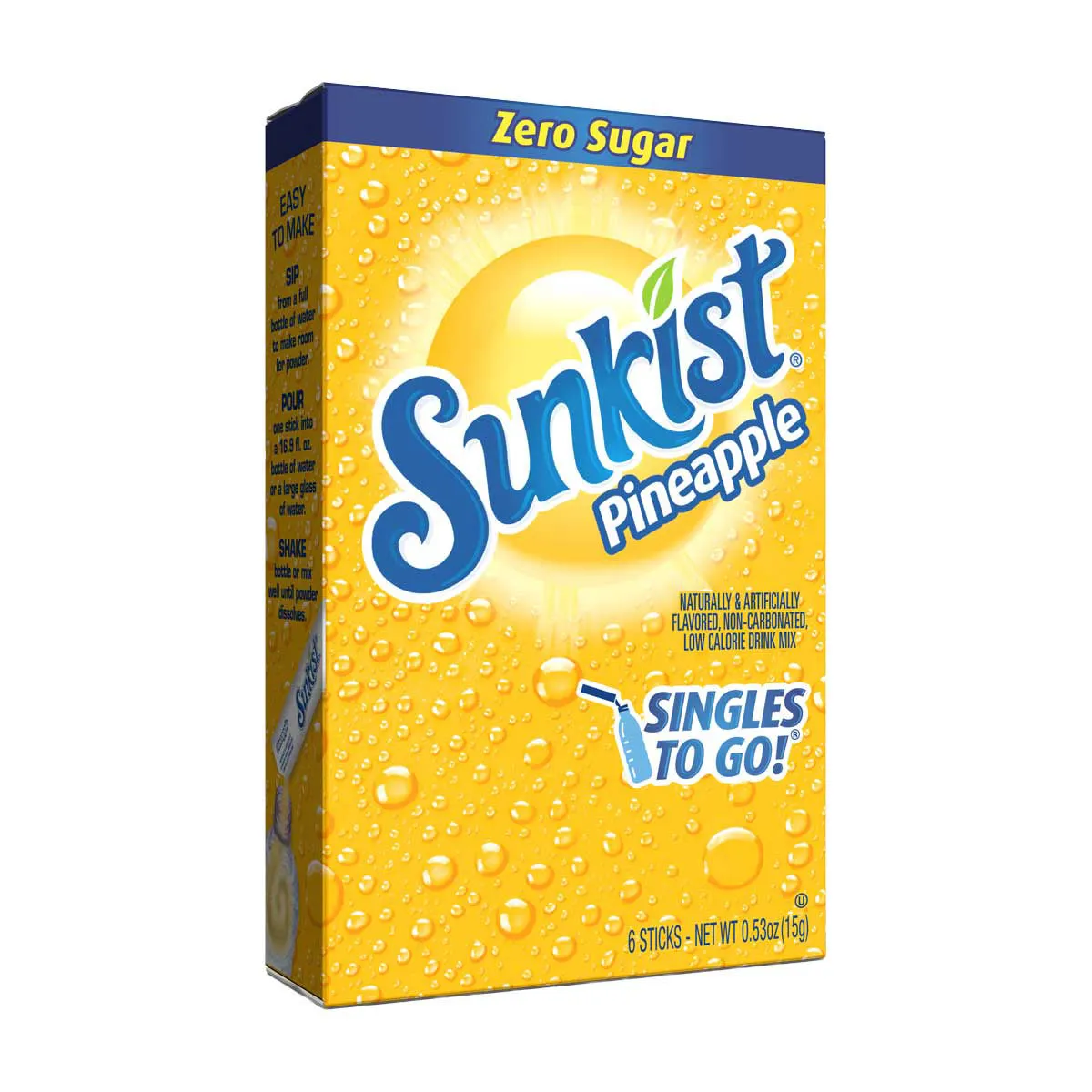 Sunkist Soda Drink Sticks, Pineapple, 6 ct