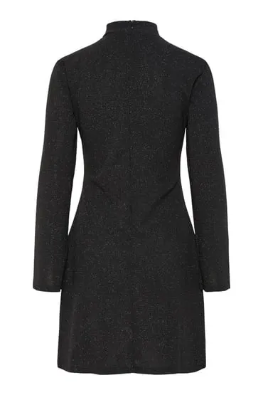 Vestido corto manga larga lurex