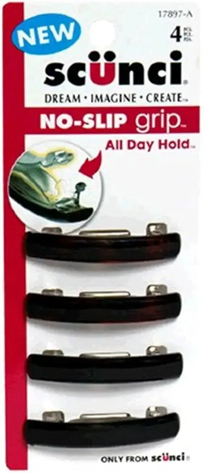 Scunci No Slip No Damage Barrette, unisex, 4 ct