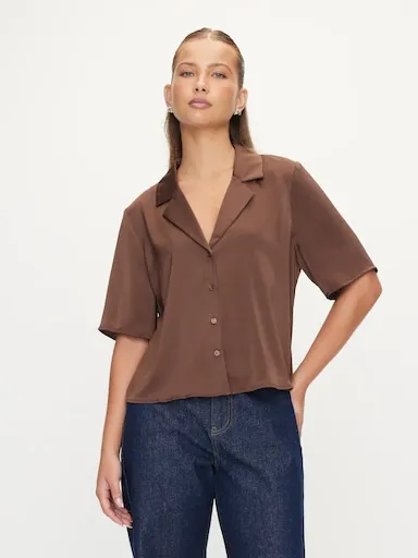 Sabrina Short Sleeve Satin Shirt