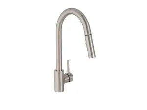 Grifo de cocina monomando caño alto + extraíble DELINIA Lily acero mate