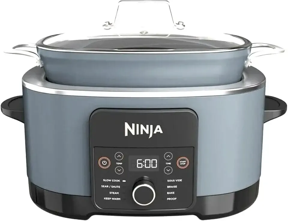 Ninja MC1001 Foodi PossibleCooker PRO 8.5 Quart Multi-Cooker, with 8-in-1 Slow Cooker, Pressure Cooker, Dutch Oven & More, Glass Lid & Integrated Spoon, Nonstick, Oven Safe Pot to 500°F, Sea Salt Grey (Renewed)