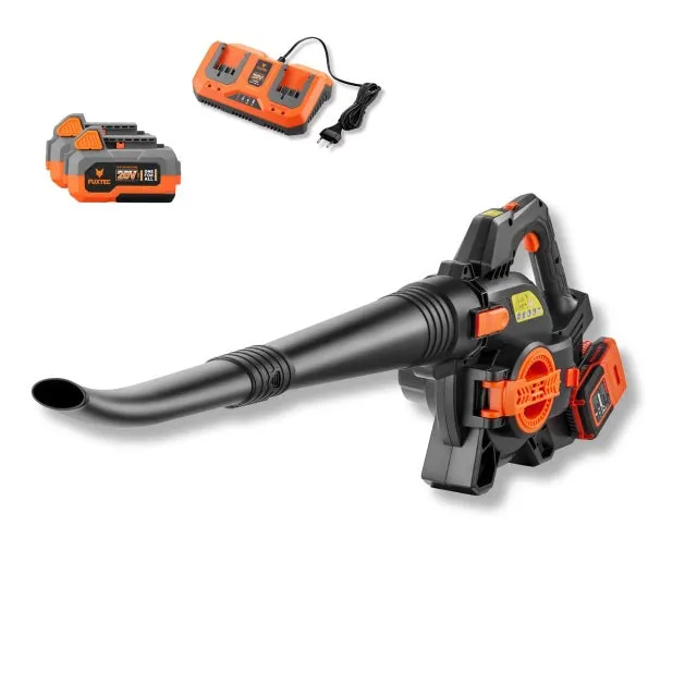 FUXTEC Soffiatore/Aspirafoglie a Batteria 40V 2in1 E2LBSSET, Set Completo con 2 Batterie 2Ah e Doppio Caricatore, Potenza regolabile