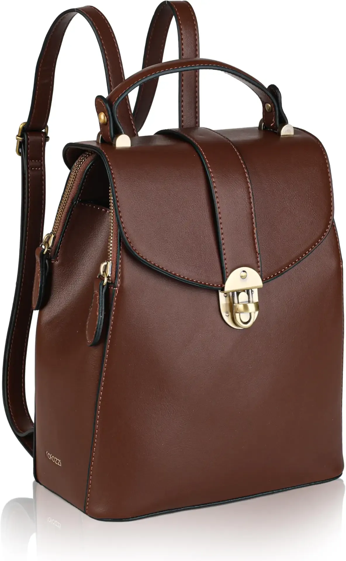 rofozzi Structured Vegan Leather Backpack Purse for Women - Back Pack Purses Women – PU Faux Leather Backpack Handbags (Espresso)