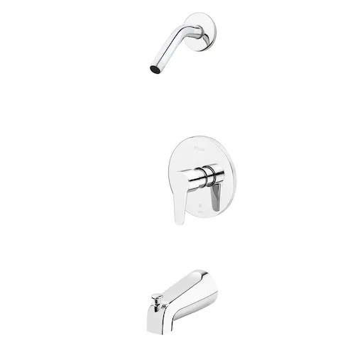 Pfirst Modern Tub and Shower Trim, Less Showerhead in Polished Chrome