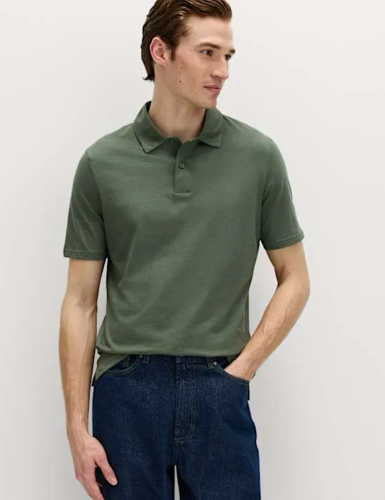 Jersey-Poloshirt aus reiner Baumwolle