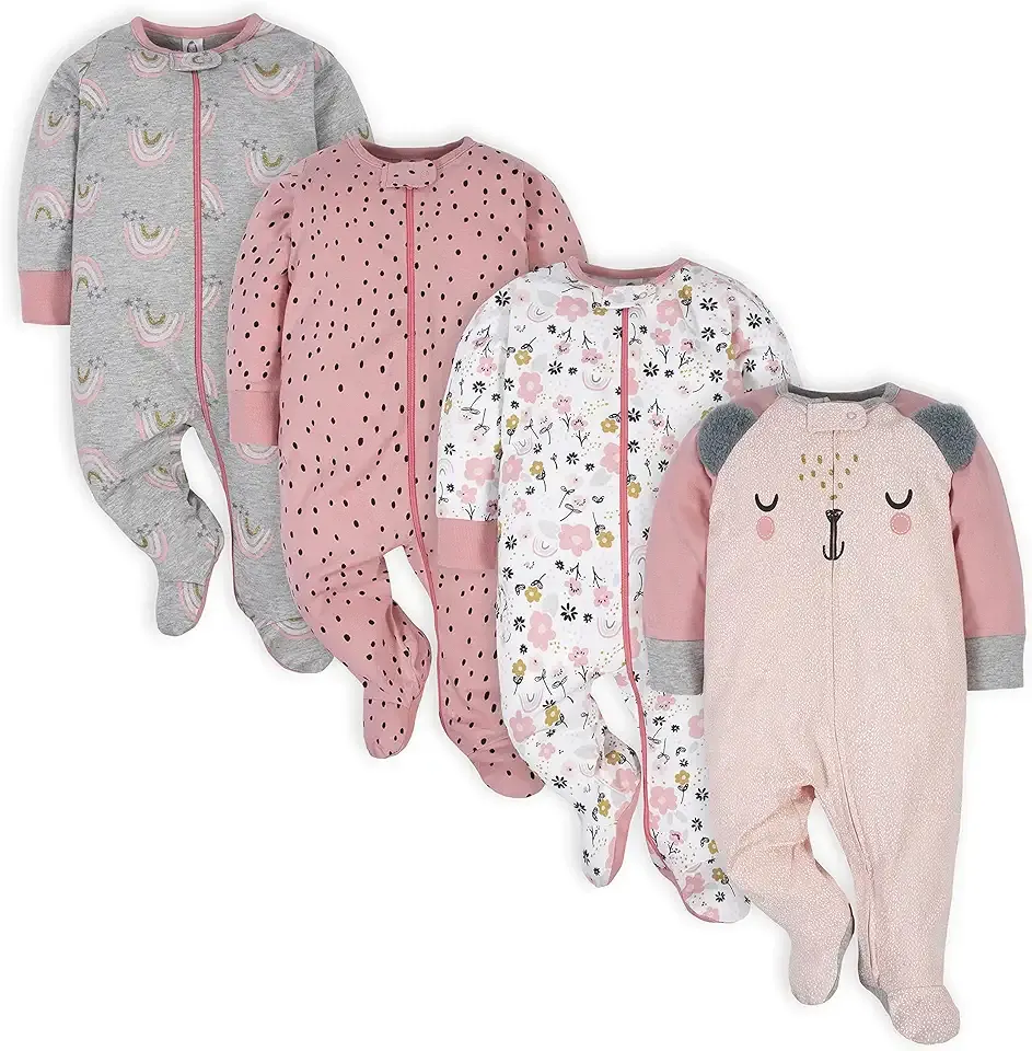 baby-girls 4 Pack Sleep N' Play Footie