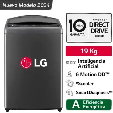 LAVADORA LG 19 KG CARGA SUPERIOR AI DD INTELIGENCIA ARTIFICIAL WT19BV6T