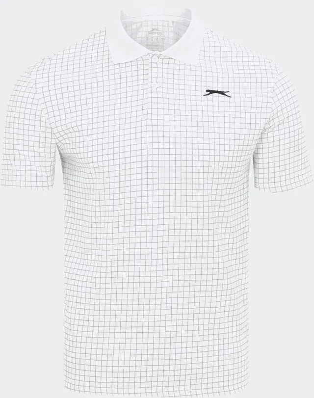 Check Golf Polo, poloskjorte, herre - Hvit