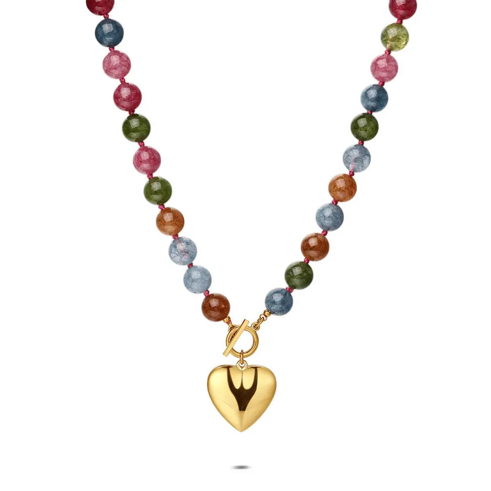 Halsketting in edelstaal, hartje