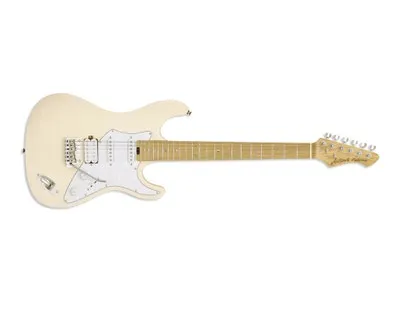 ARIA 714 MKII ST-STYLE COIL TAP HSS ELECTRIC GUITAR - MARBLE WHITE FLAME MAPLE TOP - ROASTED MAPLE NECK