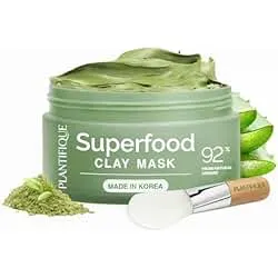 PLANTIFIQUE Korean Skincare Clay Mask – Hydrating Mud Mask with Avocado & Superfoods, Dermatologist-Tested for Face & Body – Vegan, 3.4 Oz/100ml