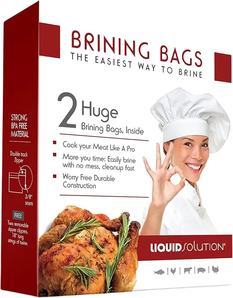 Turkey Brining Bags Set of 2 – Extra Large, Holds up to 38 lb (25.5 x 21.5 in), Heavy Duty with Gusseted Bottom & Double-Track Zippers to Prevent Leaks