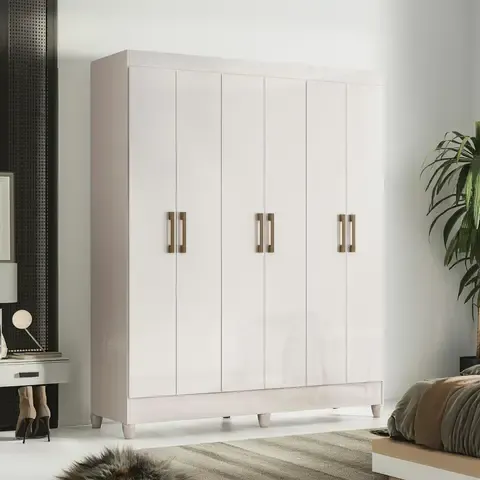 Ropero Cancún 6 Puertas 1 Cajón Blanco