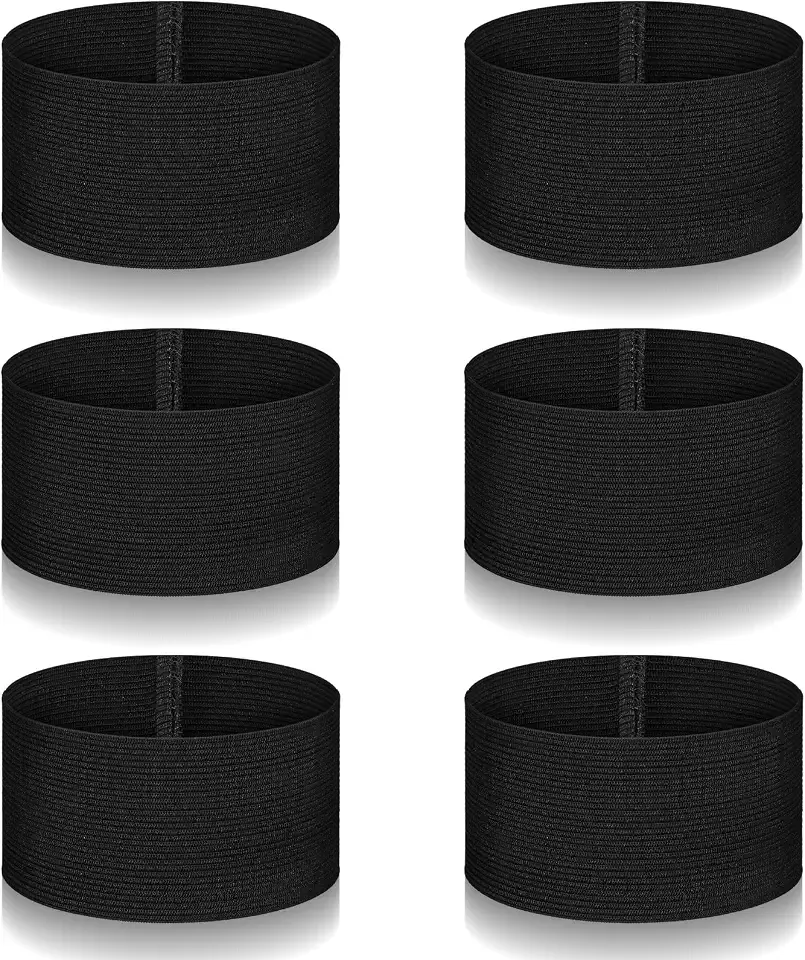 6 PCS Arm Bands, 5.9 X 2 in Elastic Captain Armbands, Black Mourning Bands for Badges, Sport Armbands for Team Captains Soccer Football Basketball Volleyball