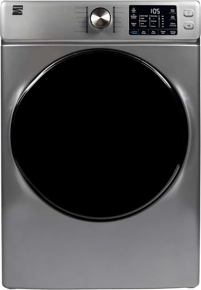 Kenmore 8.0 cu. ft. Front Load Electric Dryer - Metallic Silver | Wrinkle Guard & Accela Steam to Reduce Wrinkles, Static & Odors - Smart Sensor Drying - ENERGY STAR Certified