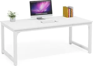 Escritorio para portátil Tribesigns, estación de trabajo para oficina y dormitorio (blanco, 160 x 80 x 75 cm)