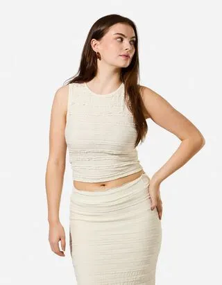 Top cropped - Pizzo - Bianco sporco