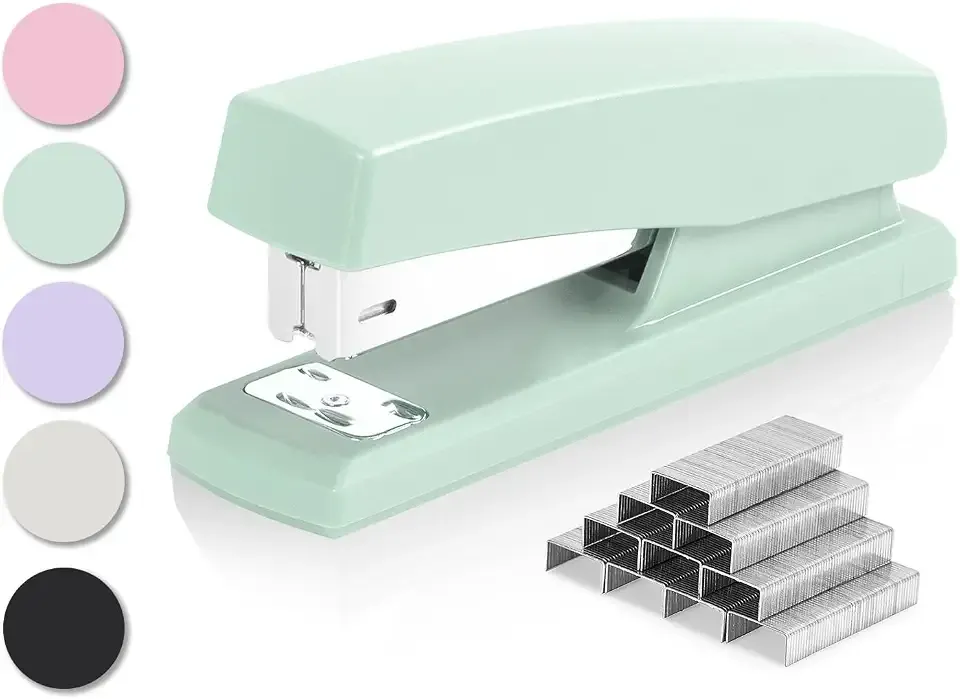 Deli Stapler, Desktop Staplers with 640 Staples, 25 Sheet Capacity, Green