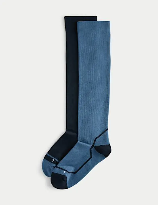 2er-Pack leichte Kompressionssocken mit hohem Baumwollanteil