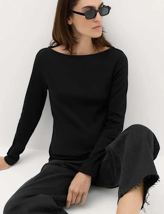 Cotton Rich Premium Slash Neck Top