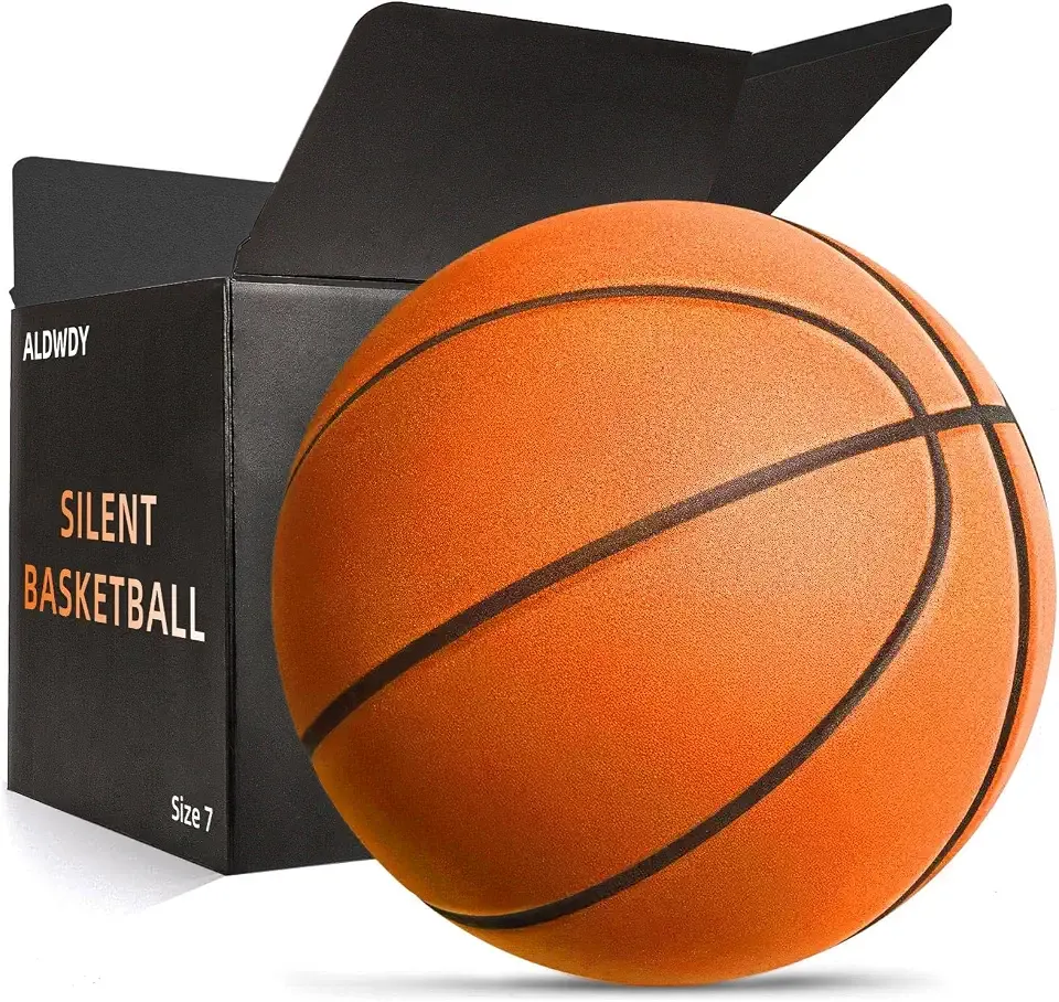 ALDWDY Silent Basketball Size 7 (29.5") – Grooved Airless Indoor Basketball for Quiet Dribbling and Indoor Training, Pro PU Foam Ball – Real Feel Higher Bounce Quieter