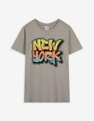 T-shirt - Stampa frontale - Grigio chiaro
