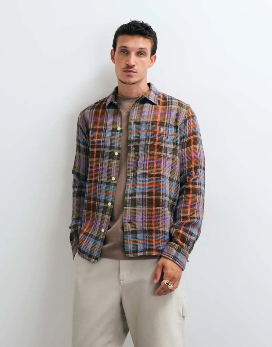 Polo Ralph Lauren Sport tartan print shirt in brown and blue