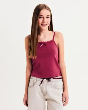 Donkerroze top, cropped fit