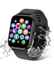 Smart Watch for Men Women Compatible with iPhone Samsung Android Phone 1.69 inch Full Touch Screen IP68 Waterproof Bluetooh Fitness Tracker Heart Rate/Sleep Monitor (Black)