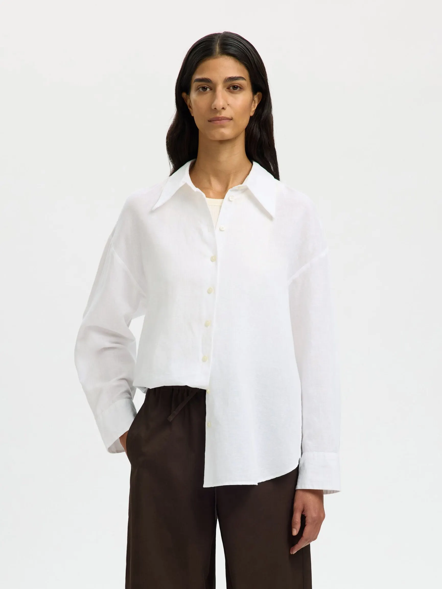OVERSIZED SKJORTE I LINBLANDING