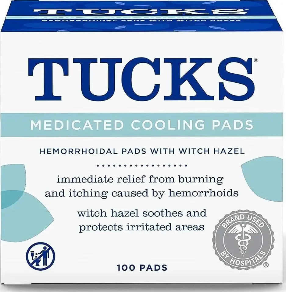 TUCKS Medicated Cooling Pads, Witch Hazel Hemorrhoid Treatment, 100 Count | Witch hazel pads designed for sensitive areas and used by hospitals for hemorrhoid symptom relief, also postpartum essentials