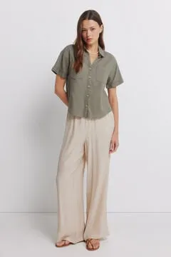 Camisa lino manga corta