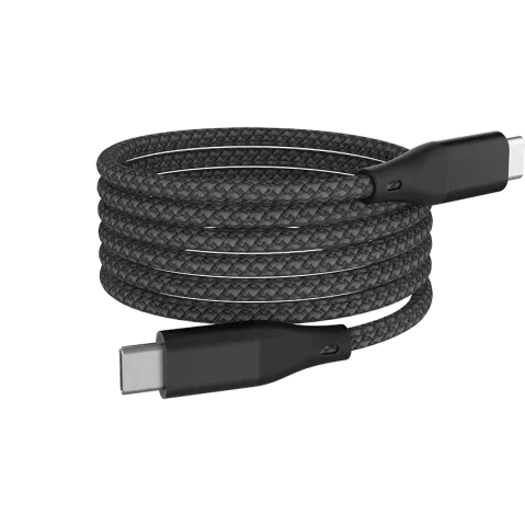 Datový kabel 60W magnetický samonavíjecí Type-C - Type-C 1m černá