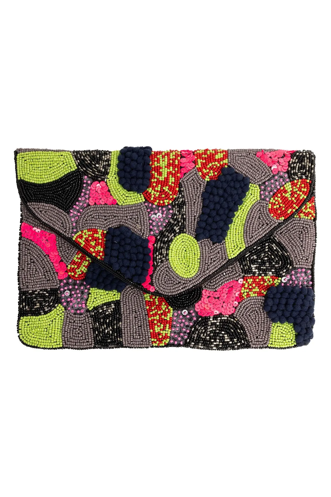 Zwarte clutch met gekleurde kralen