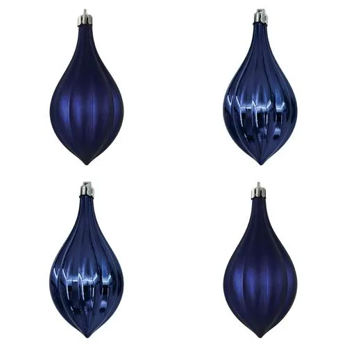 Enchanted Forest® 60mm Dark Blue Pum-Packin Shatterproof Ornaments - 4 Pack