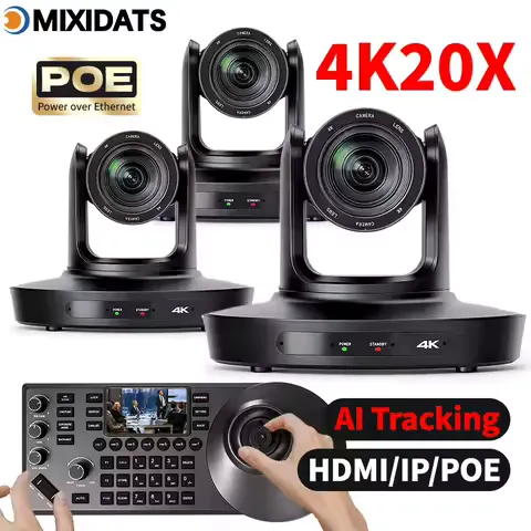 Camera Live PTZ 4K camera 20x NDI video conferencing camera AI tracking featuring USB HDMI LAN and POE suitable for churches live broadcasts