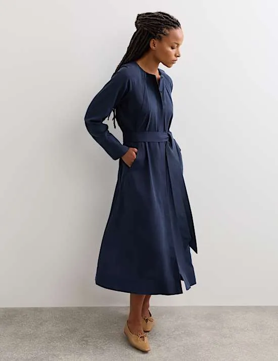 Pleat Detail Midi Dress