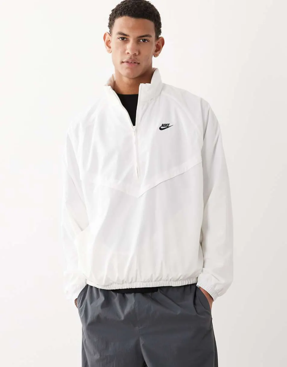 Nike Windrunner lightweight half-zip jacket in white