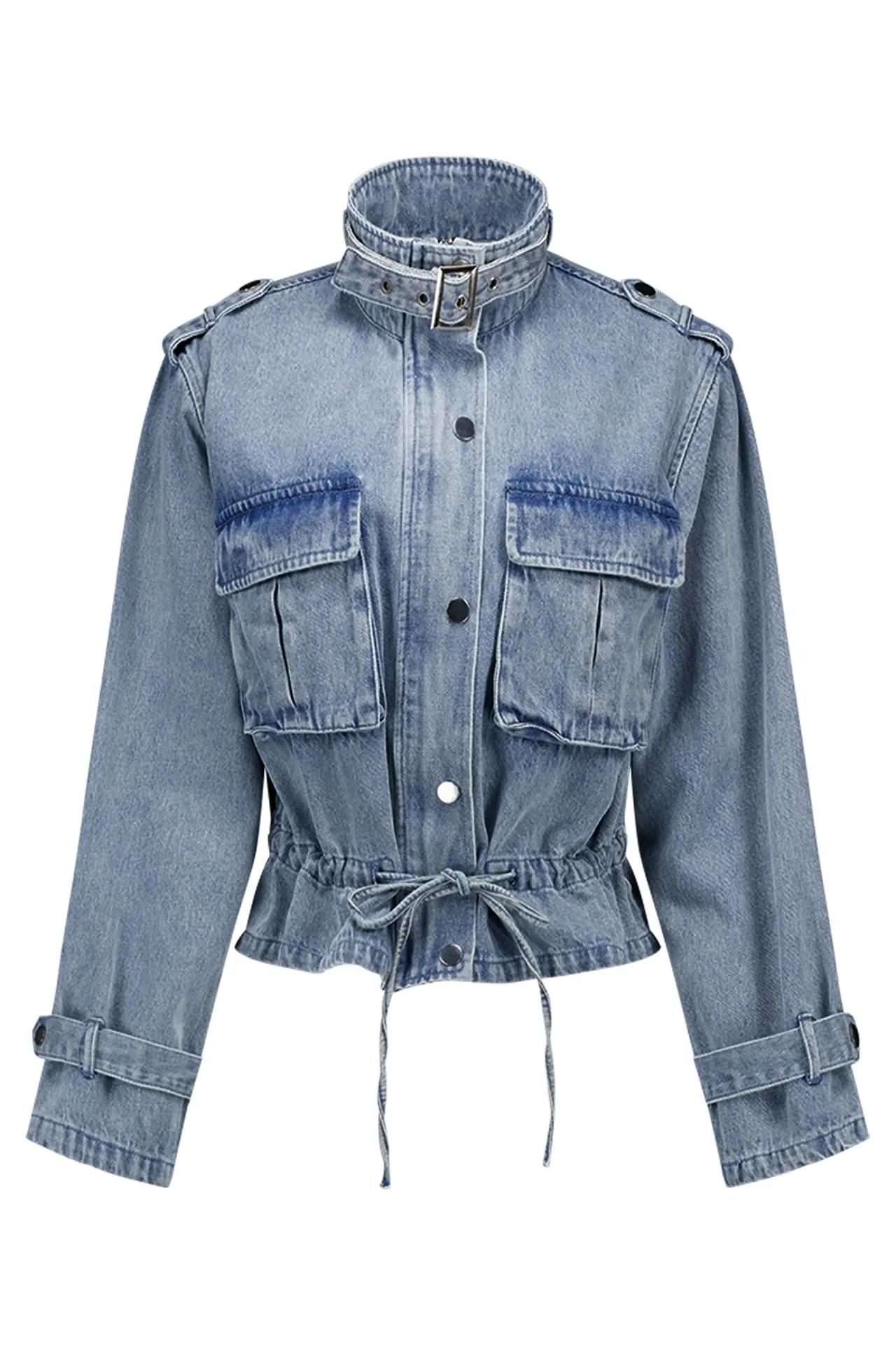 Blauwe korte denim jas