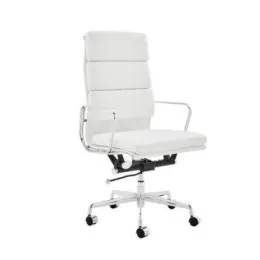 Matt Blatt Eames Replica High Back Soft Pad Leather Office Chair (White/Chrome)