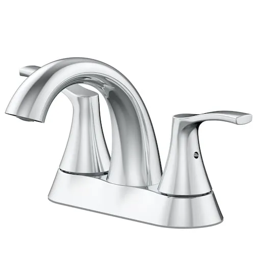 Glacier Bay Arnette 4 inch Centerset 2-Handle High-Arc Bathroom Faucet in Chrome, Push Pop-Up Drain, Valve & Deck Plate Included