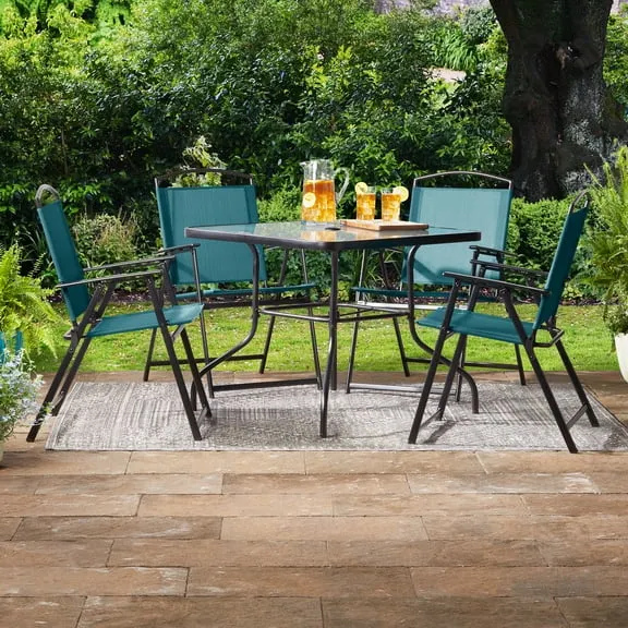 Rollback Mainstays Albany Lane 5pc Dining Set, Teal, Outdoor Living $98.00 Was $128.00