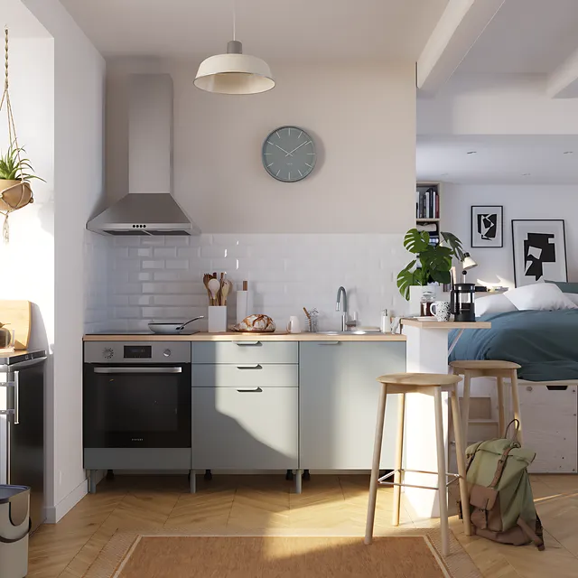 Cocina en kit Eleki gris 3 módulos bajos L.180 x H.87 x P.58 cm