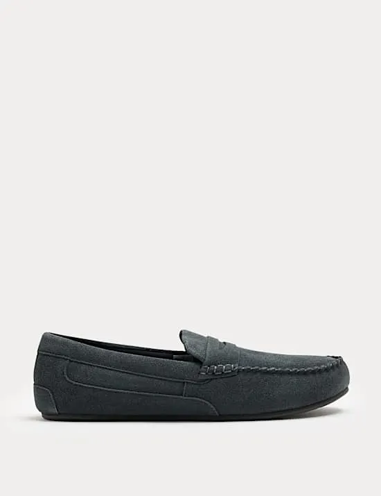 Mokassin-Slipper aus Wildleder mit Freshfeet™