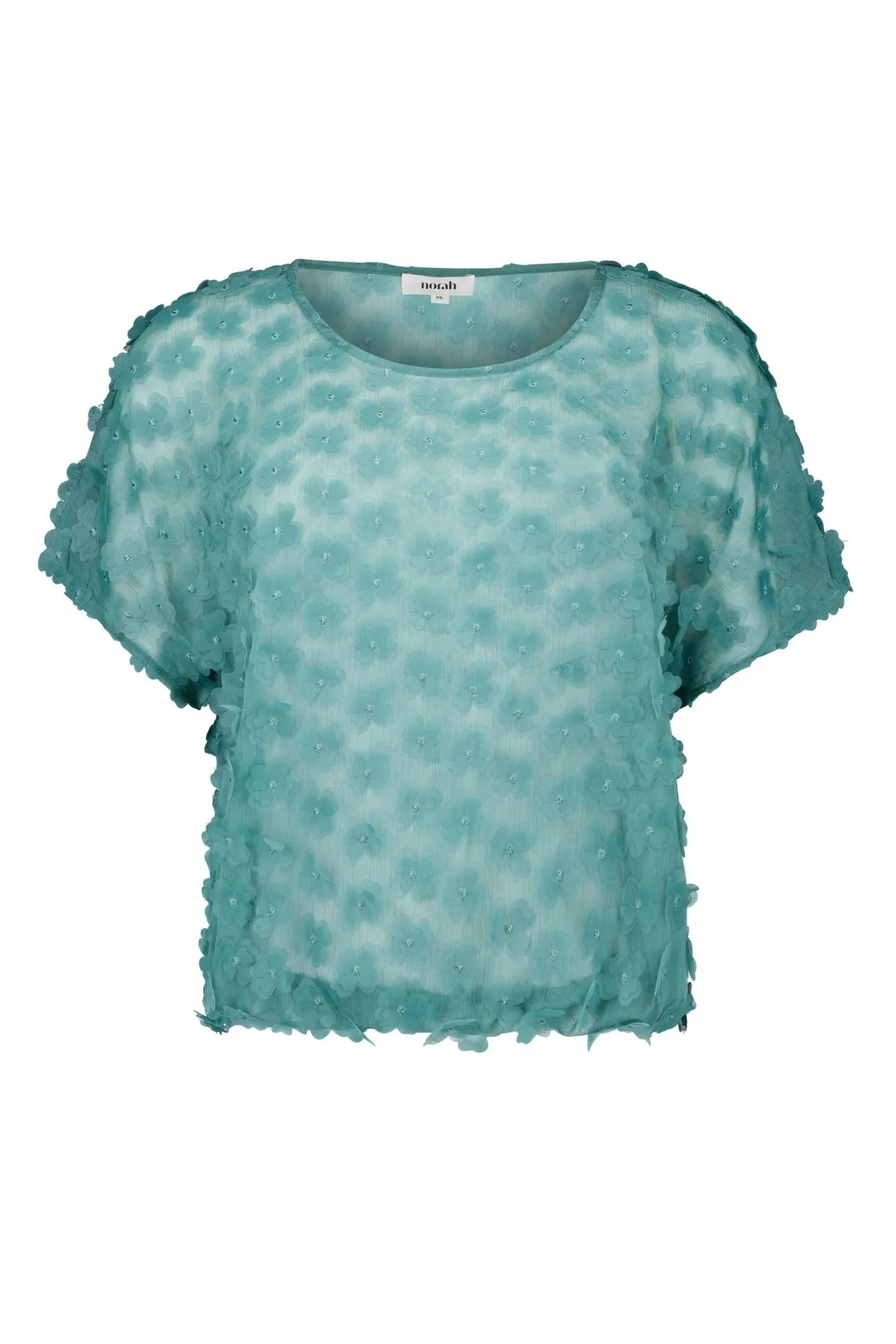 Zeegroene top met bloemen