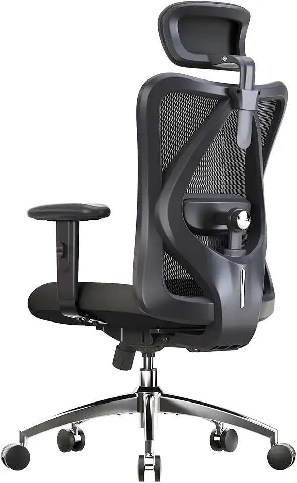M18 Ergonomic Office Chair for Big and Tall People Adjustable Headrest with 2D Armrest Lumbar Support and PU Wheels Swivel Tilt Function Black